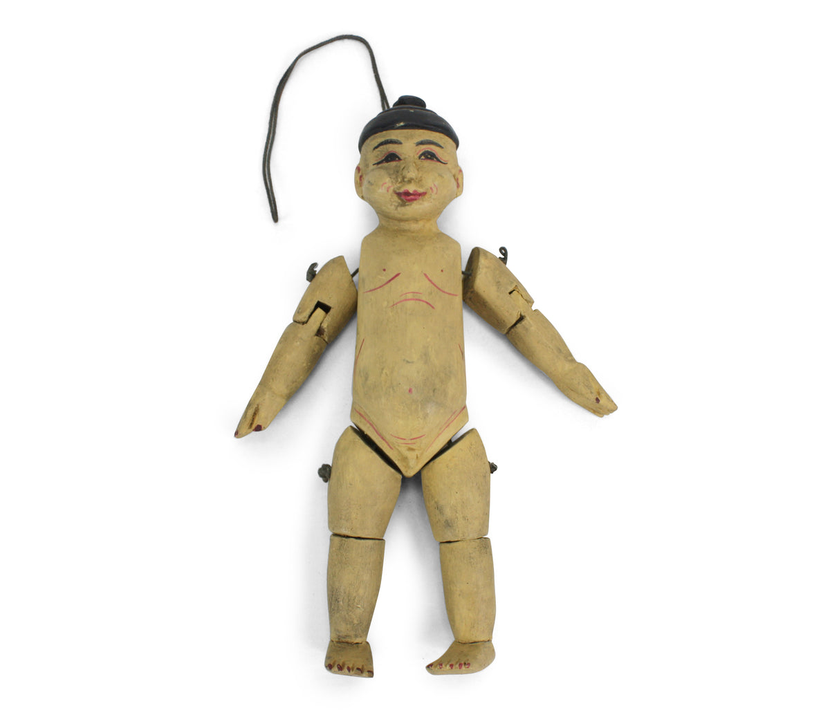 Traditional authentic Burmese Puppet Marionette, old style little boy. NV04. - farangshop-co