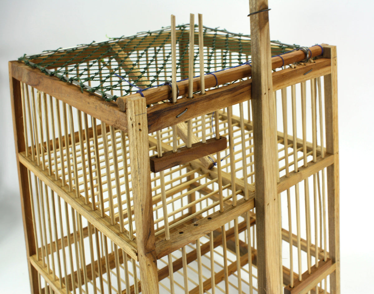 Thai Bamboo Bird Cage, 33cm x 88cm, or Light fitting, lampshade - farangshop-co