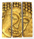 Buddha face panel, 3-part woodcarving Thailand - dark or gold, 38.5cm - farangshop-co