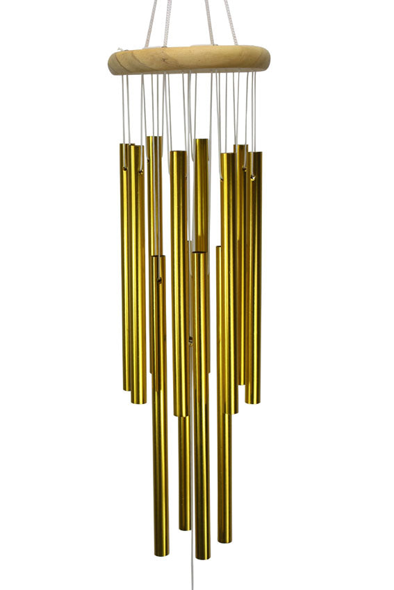 Metal wind chimes, Medium Size 65cm long, 12x Gold Aluminium Tubes - farangshop-co