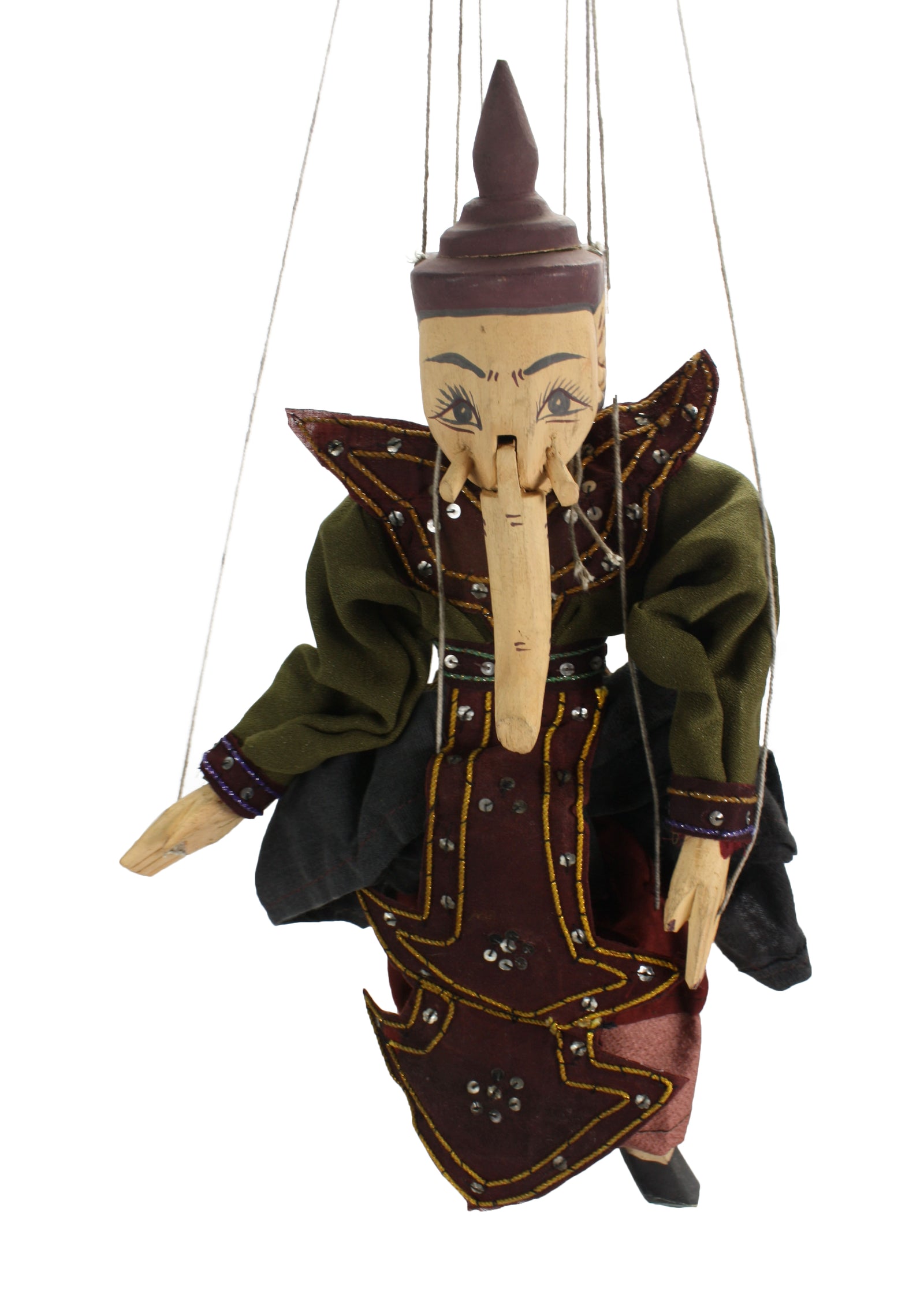 Traditional Burmese Puppet Marionette, Medium Size - Ganesh - farangshop-co
