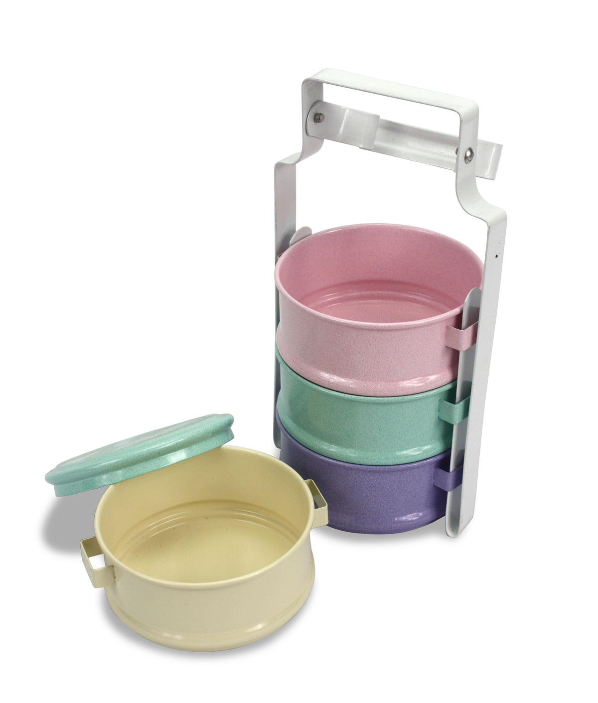 Colourful Thai Tiffin Pinto Food Carrier Lunch Set, 4 x 11cm, Mixed colours - farangshop-co