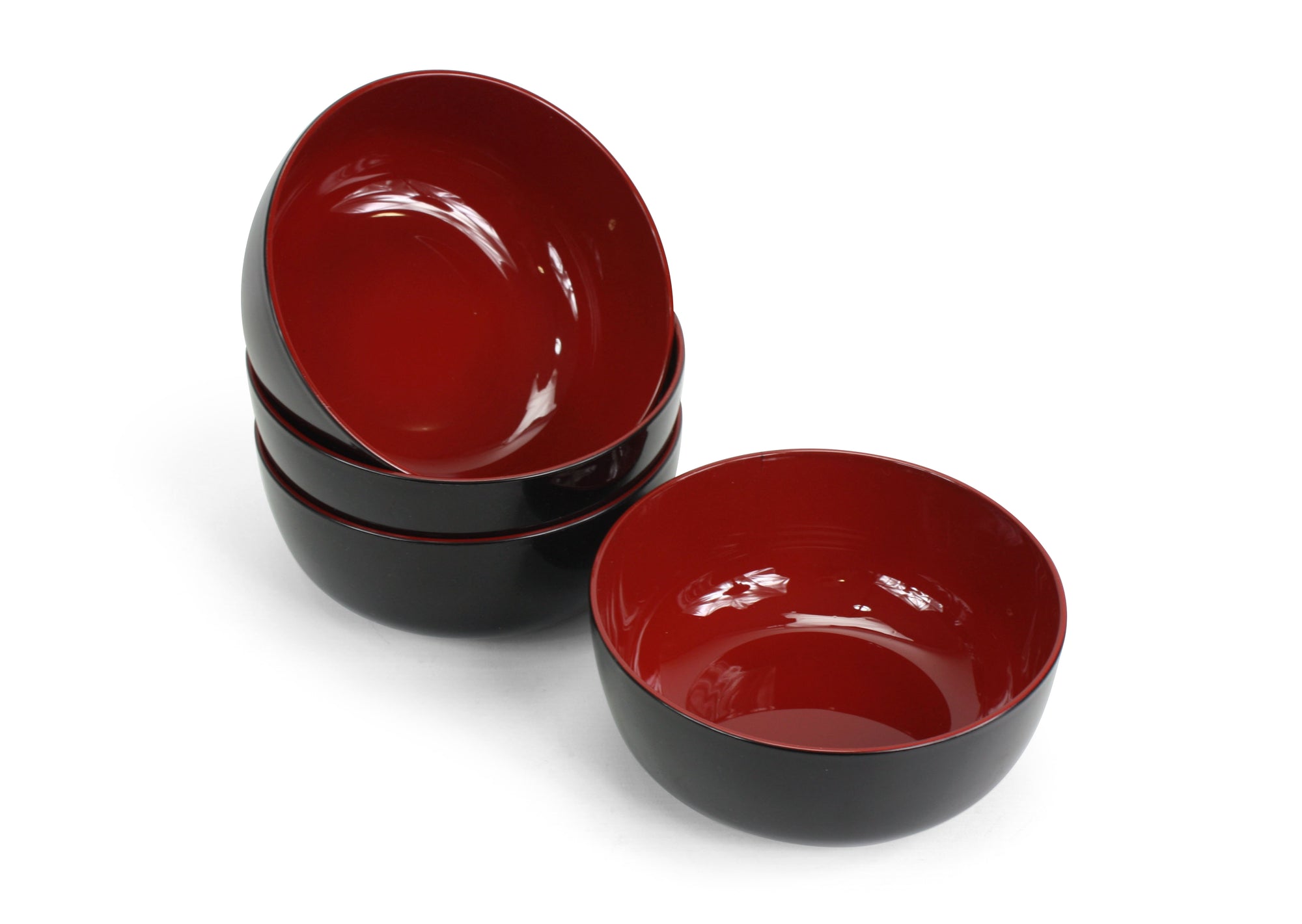 Japanese Large Lacquer Food Bowl, Noodle Bowl, Black with Red Interior. 16.8cm. - farangshop-co