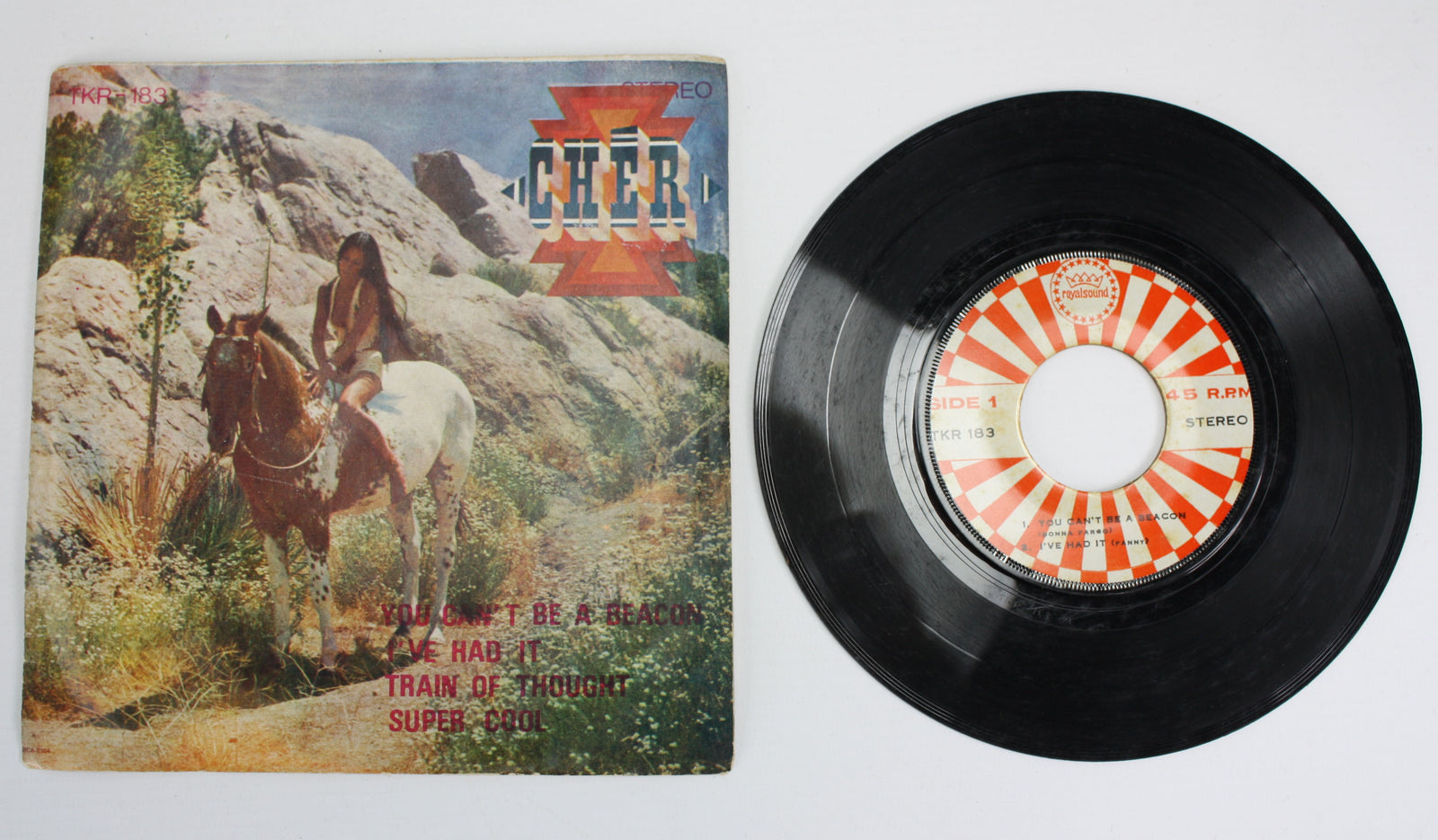 Rare Thai 7" 45 EP: Cher Train of Thought, Half-Breed, Kiki Dee, Donna Fargo, Fanny - farangshop-co