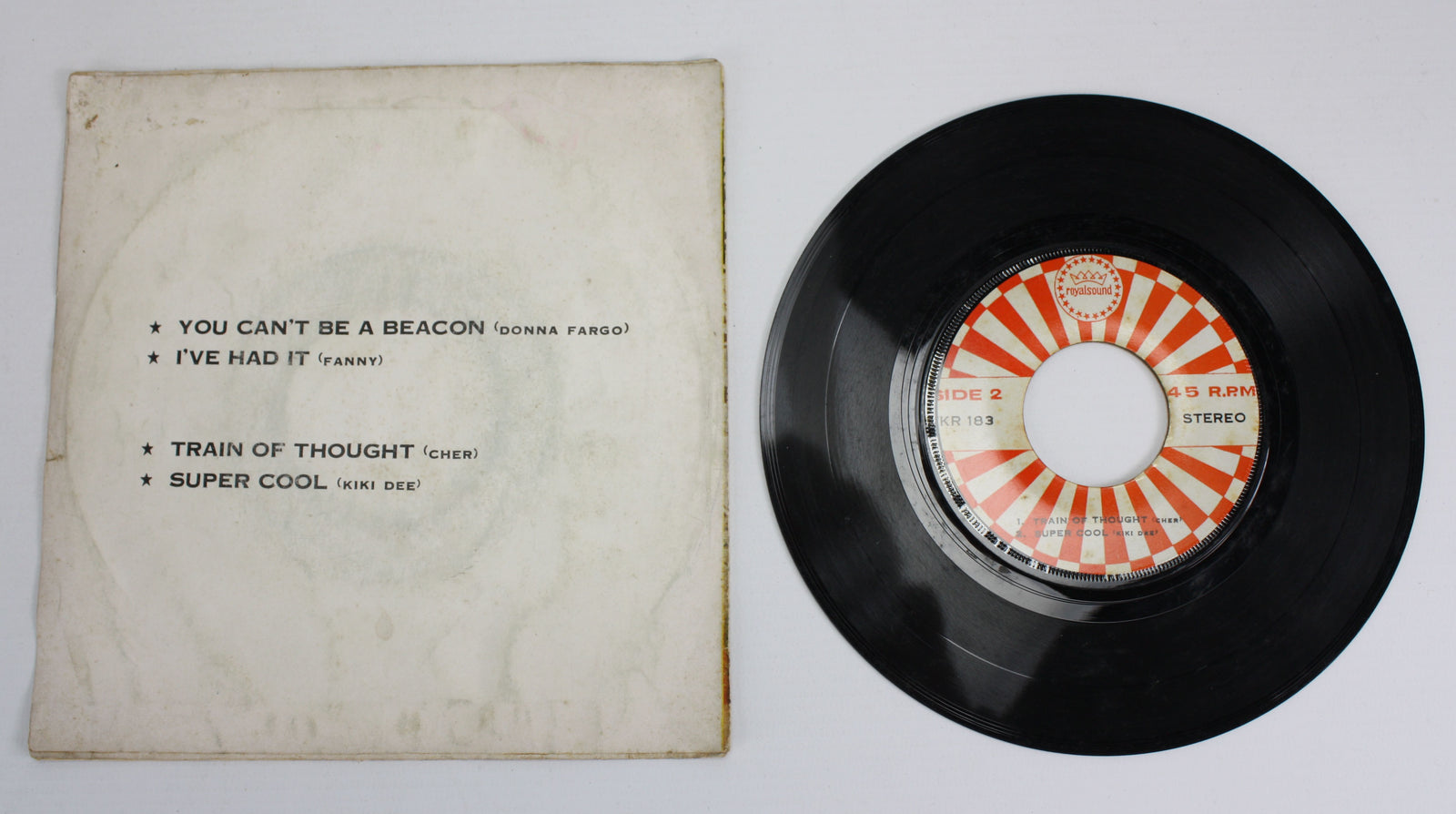 Rare Thai 7" 45 EP: Cher Train of Thought, Half-Breed, Kiki Dee, Donna Fargo, Fanny - farangshop-co