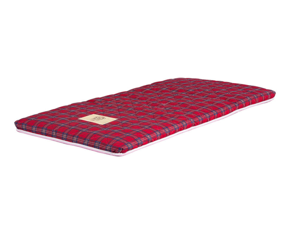 Thai Fold Mattress, Spare Bed, Red Tartan Pattern, 185cm x 92cm. - farangshop-co