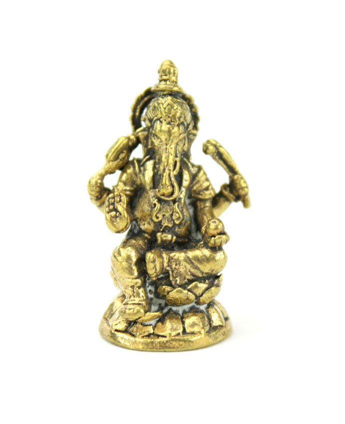 Small Brass Metal Ganesh Statues - Amulets, 2cm - 4cm high, Selection to Choose from - farangshop-co
