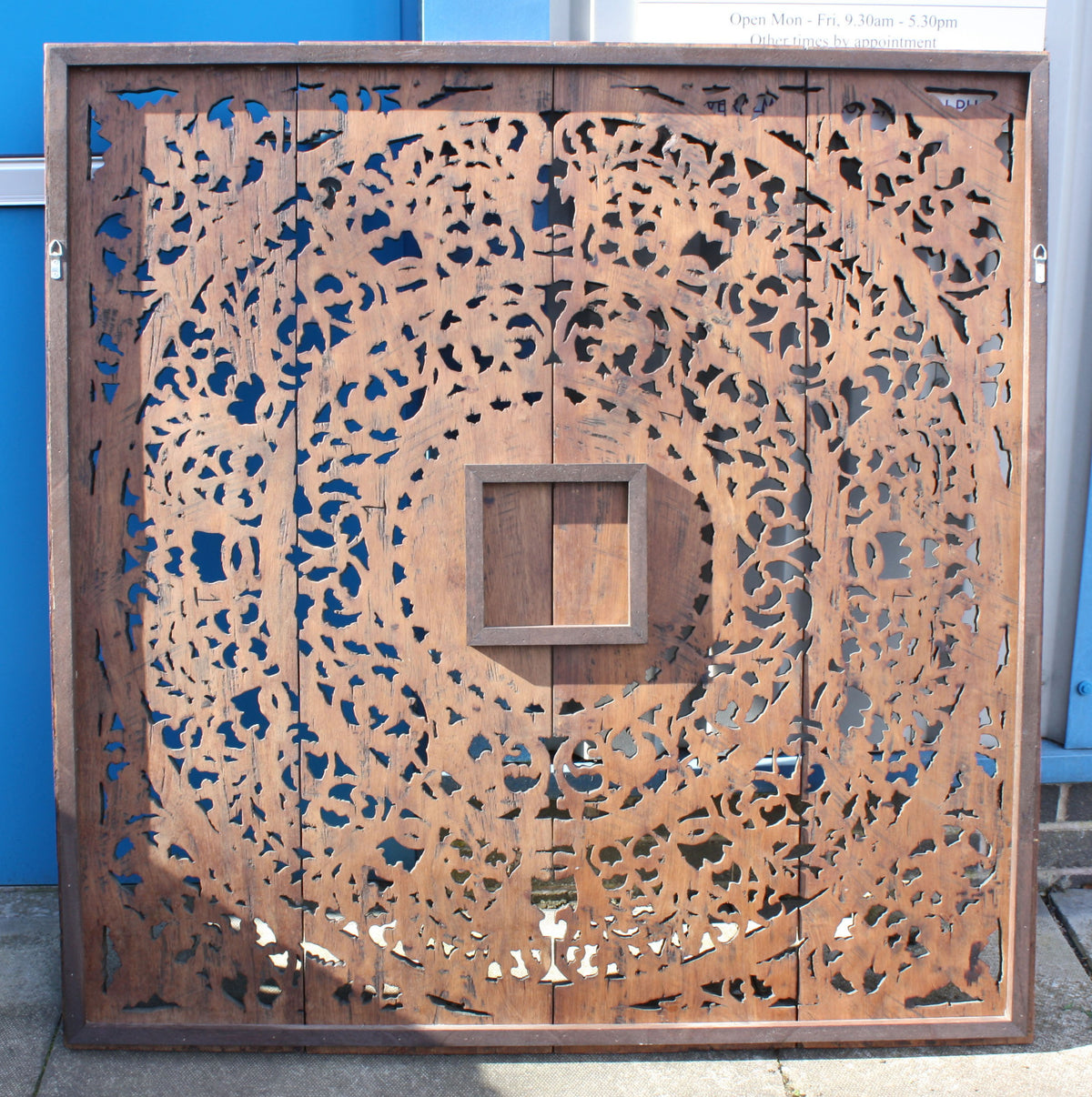 Large Thai Teak Woodcarved Wall Panel, 122cm x 120cm