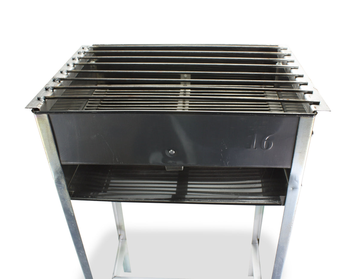 Traditional Upright Metal Thai Barbecue Grill with bar supports - 16 x 12 inch size - farangshop-co