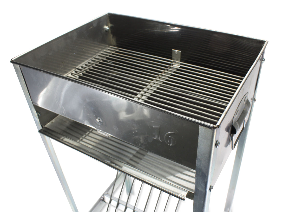 Traditional Upright Metal Thai Barbecue Grill with bar supports - 16 x 12 inch size - farangshop-co