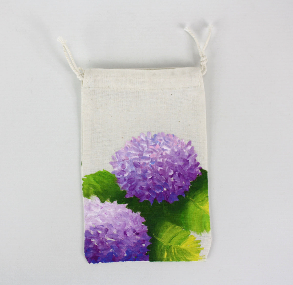 Handmade cotton drawstring pouch, handpainted in Thailand - farangshop-co