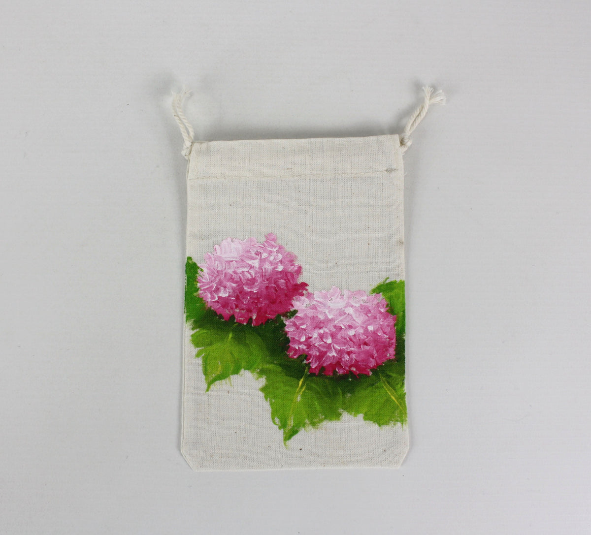 Handmade cotton drawstring pouch, handpainted in Thailand - farangshop-co