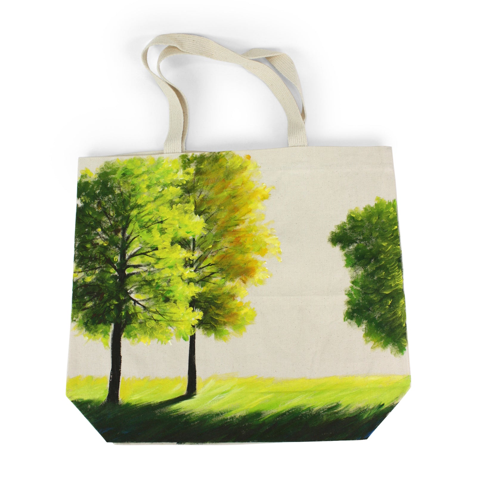 44cm Handmade canvas shopping bag, tote bag, large size, handpainted in Thailand - farangshop-co