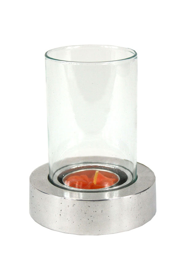 Aluminium candle holder with glass - farangshop-co
