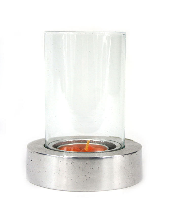 Aluminium candle holder with glass - farangshop-co