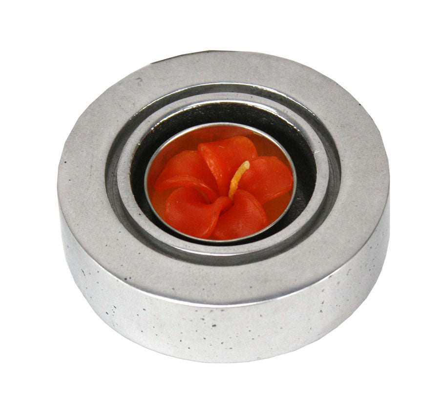 Aluminium candle holder with glass - farangshop-co