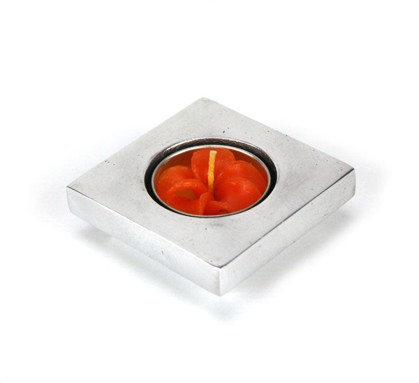 Aluminium candle holder simple square base - Thailand - farangshop-co