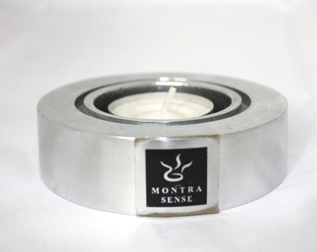 Aluminium candle holder with glass - farangshop-co