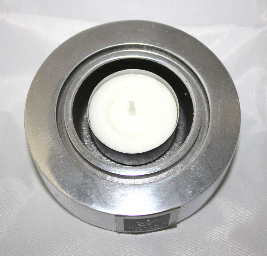 Aluminium candle holder with glass - farangshop-co
