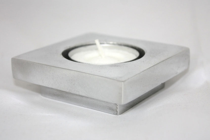 Aluminium candle holder simple square base - Thailand - farangshop-co