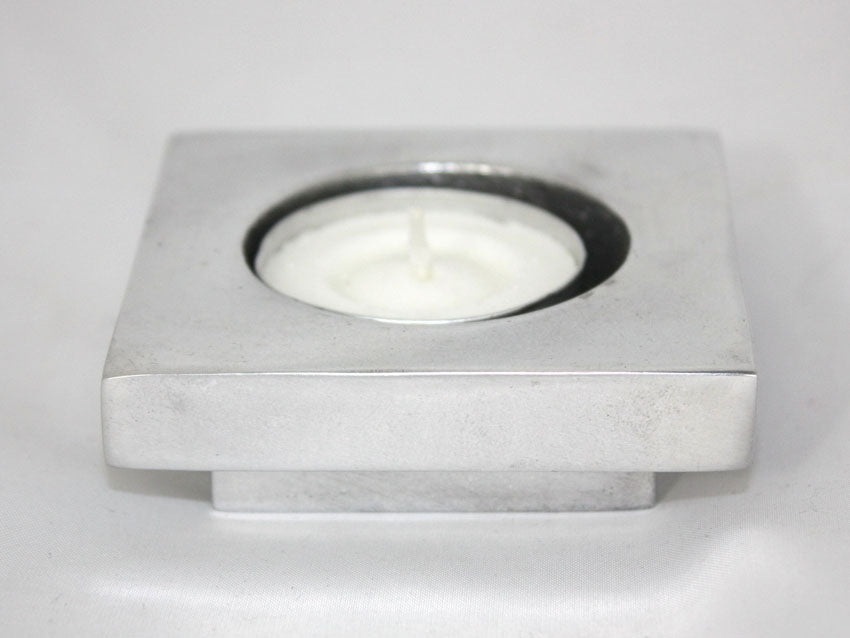 Aluminium candle holder simple square base - Thailand - farangshop-co