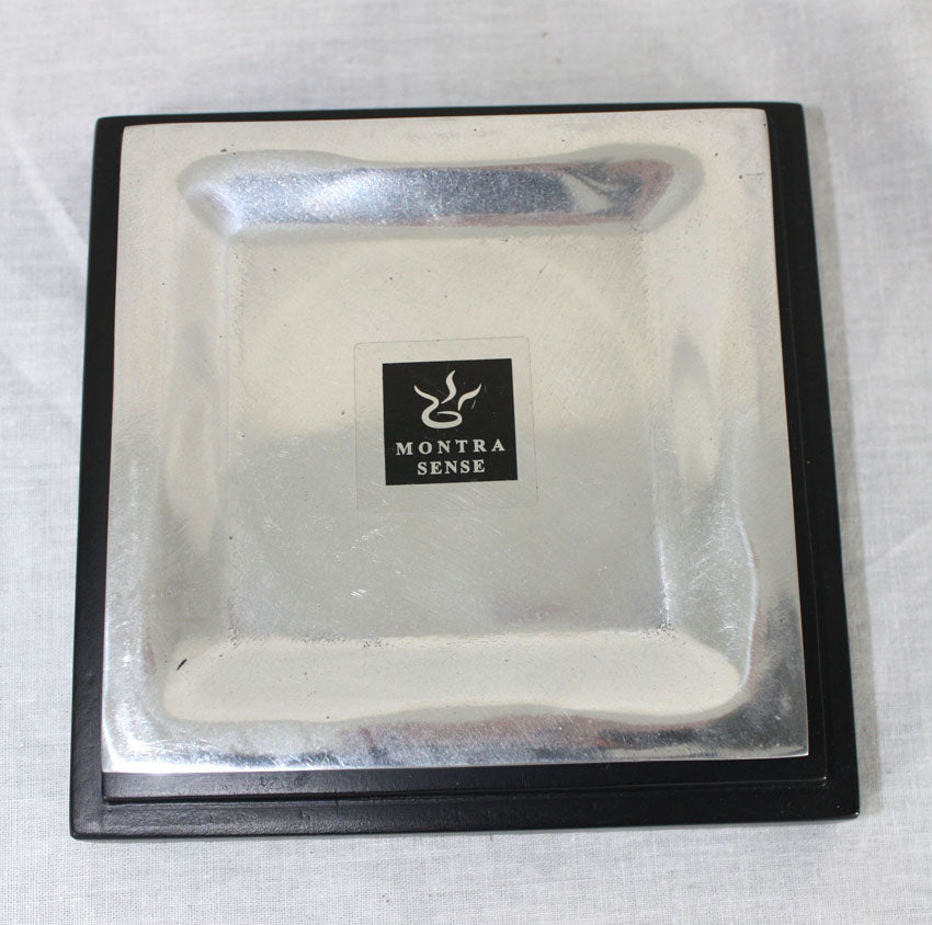 Aluminium candle holder with glass - square - farangshop-co