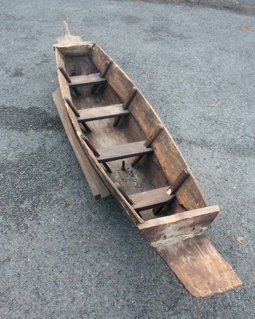 Authentic Full Size Antique Burmese Wooden Boat - farangshop-co