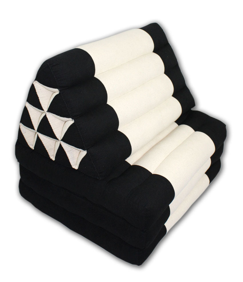 Thai cushion Black and cream cotton linen fabric standard three-fold - farangshop-co