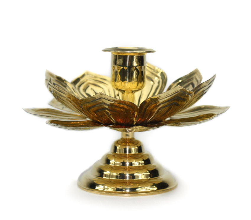 Thai Brass Flower design candle holders - 2 sizes - farangshop-co