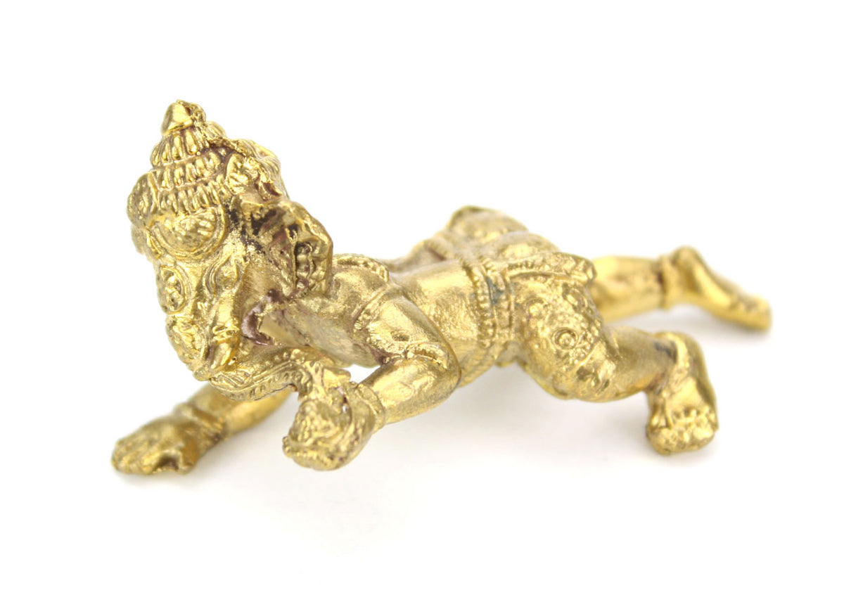 Medium Brass Metal Standing - Crawling Ganesh Statues - Amulets, 6 - 7cm high, Selection - farangshop-co