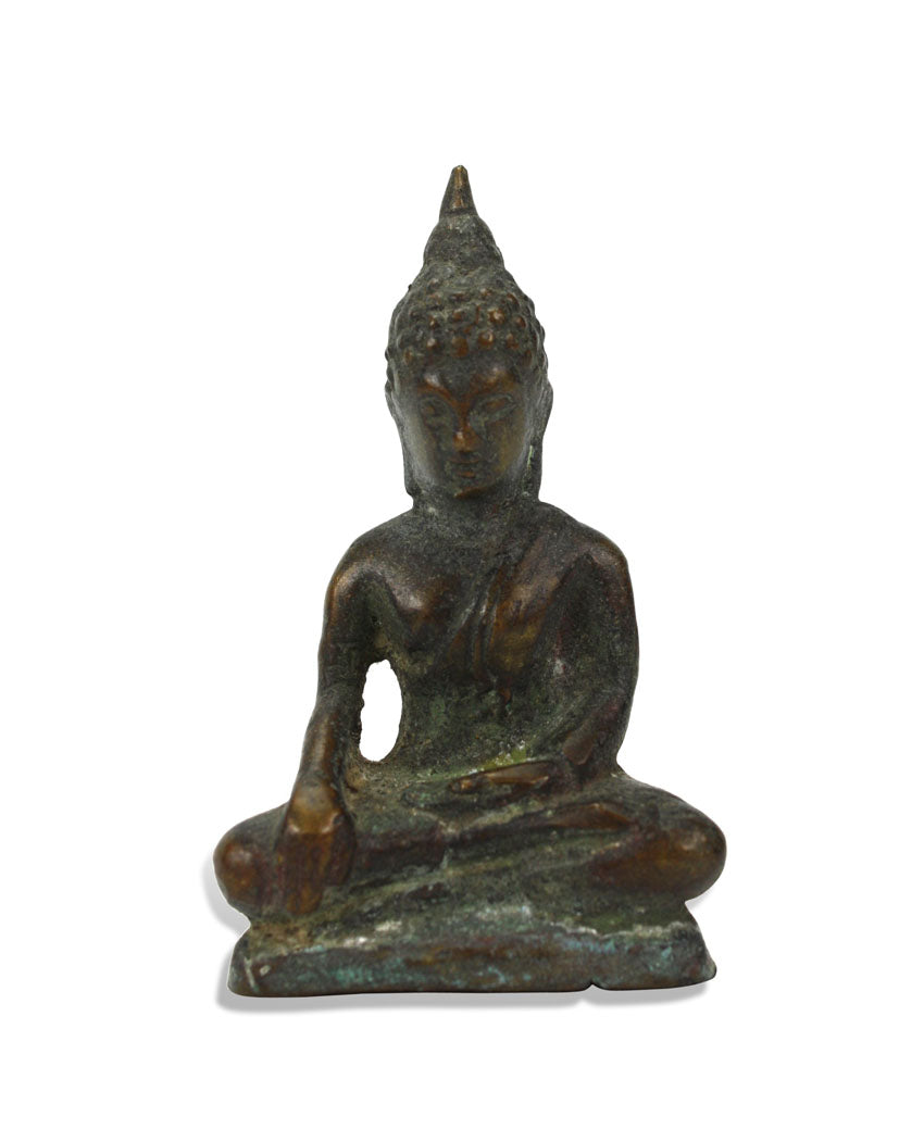 Small Thai Bronze Metal Seated Buddha Statue, Approx 7cm high, LNF3 - farangshop-co
