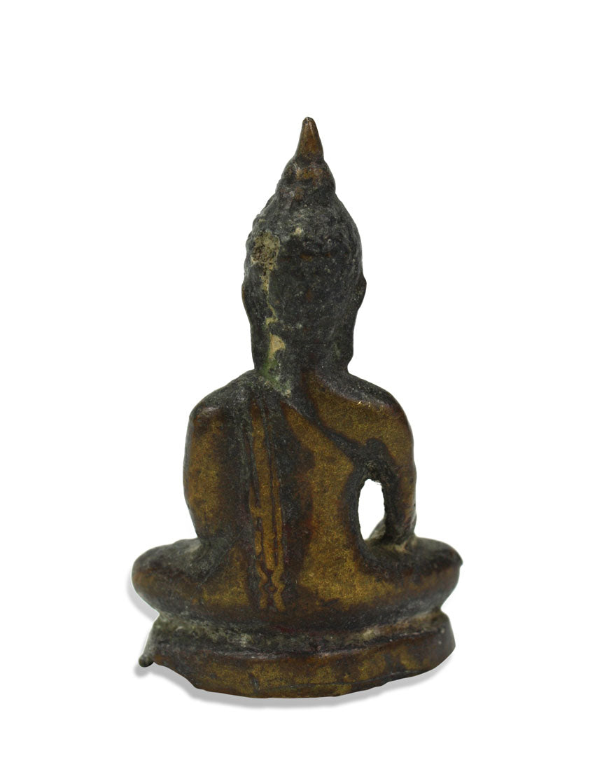 Small Thai Bronze Metal Seated Buddha Statue, Approx 7cm high, LNF3 - farangshop-co
