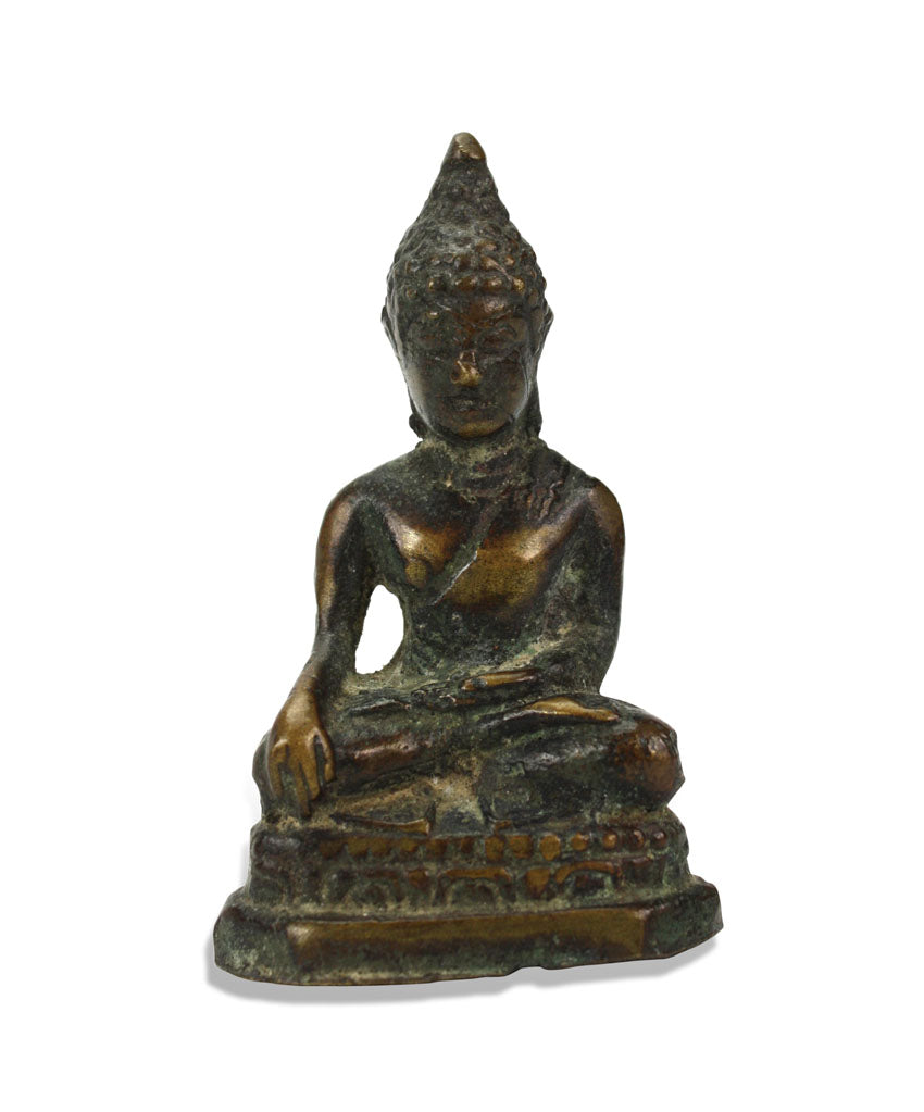 Small Thai Bronze Metal Seated Buddha Statue, Approx 7.5cm high, LNF4 - farangshop-co