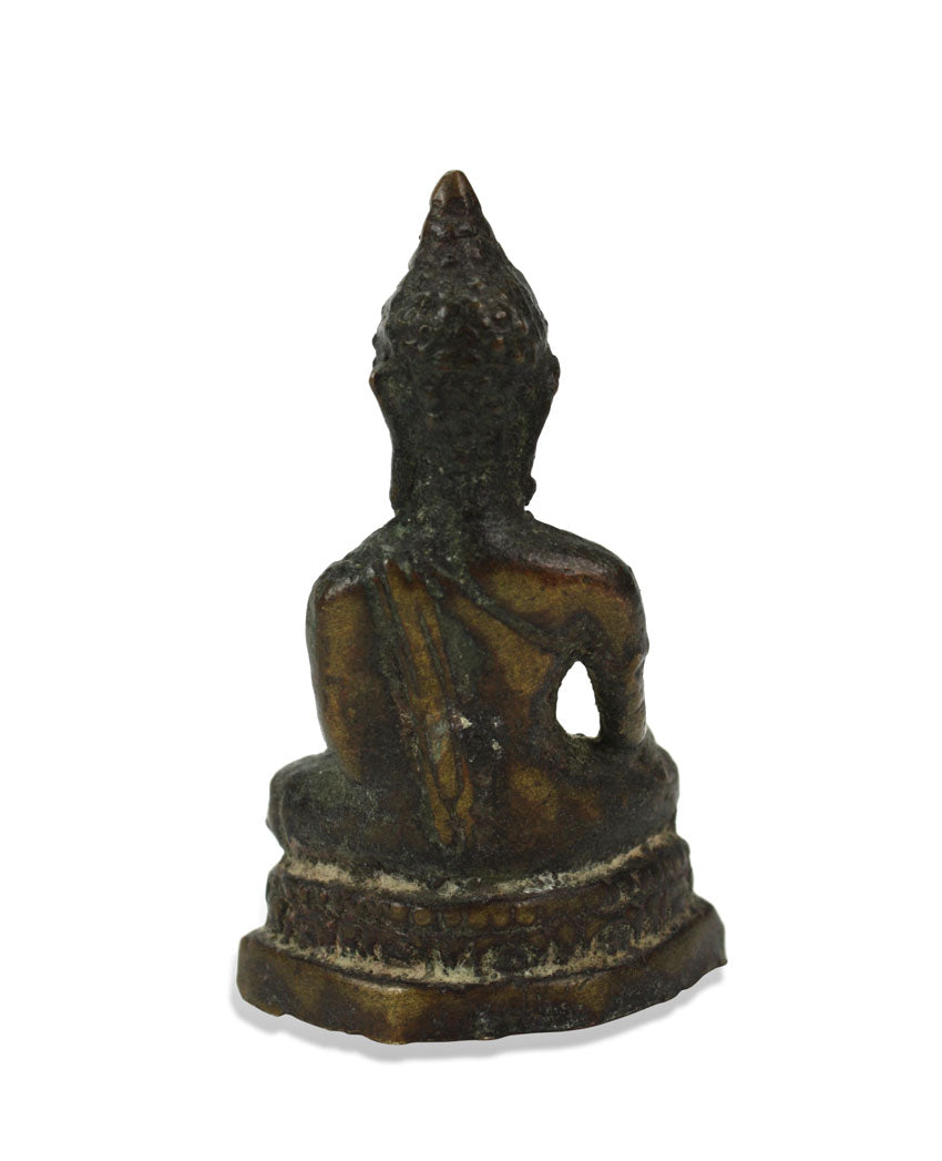 Small Thai Bronze Metal Seated Buddha Statue, Approx 7.5cm high, LNF4 - farangshop-co