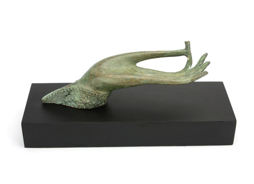 Raised Buddha hand incense or tealight candle holder - small bronze metal - farangshop-co