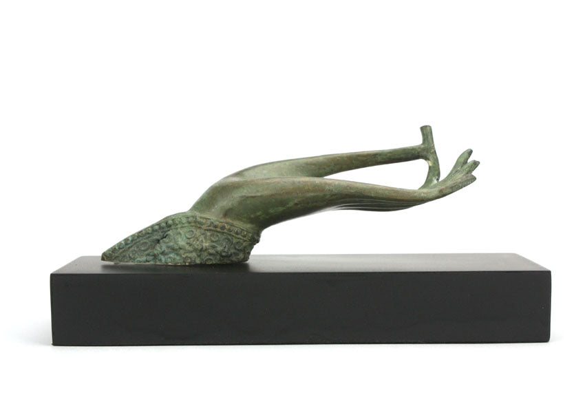 Raised Buddha hand incense or tealight candle holder - small bronze metal - farangshop-co