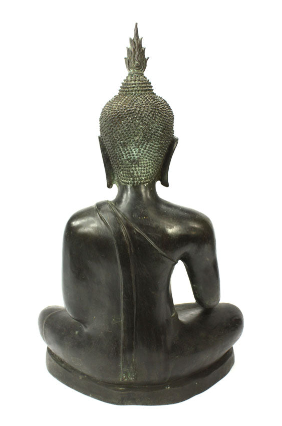 Thai Bronze Metal Seated Buddha Statue, Approx 54cm high, CM6007 - farangshop-co