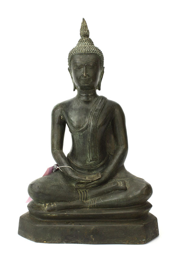 Thai Bronze Metal Seated Buddha Statue, Approx 38cm high, CM6014 - farangshop-co