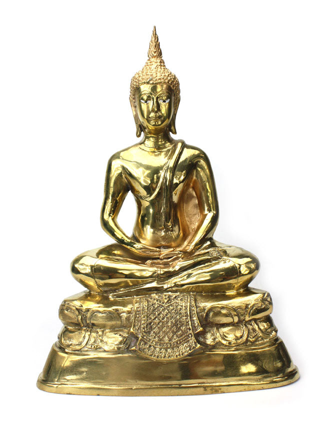 Thai Bronze Metal Seated Buddha Statue, Approx 40cm high, CM6040 - farangshop-co
