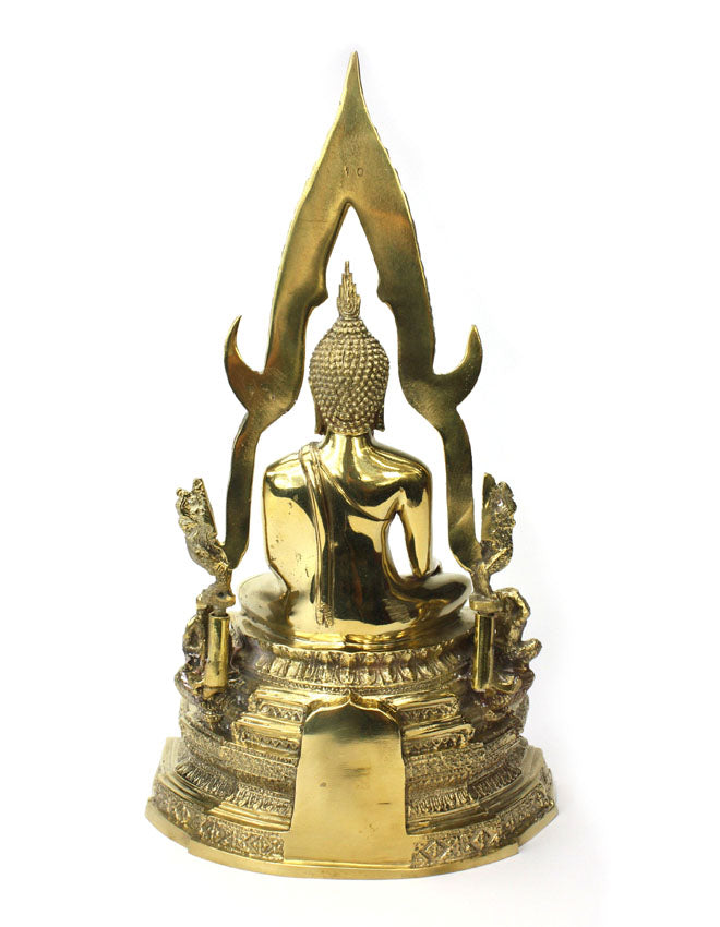 Thai metal Chinarat Buddha statue, gold finish, 36cm high, CM6044 - farangshop-co