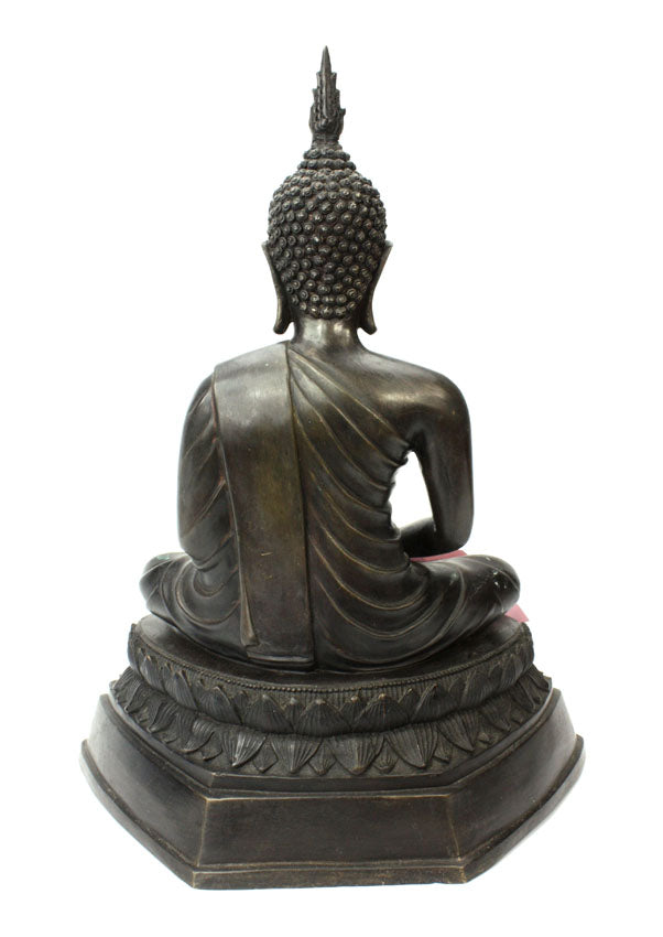 Thai Bronze Metal Seated Buddha Statue, Approx 40cm high, CM6050 - farangshop-co