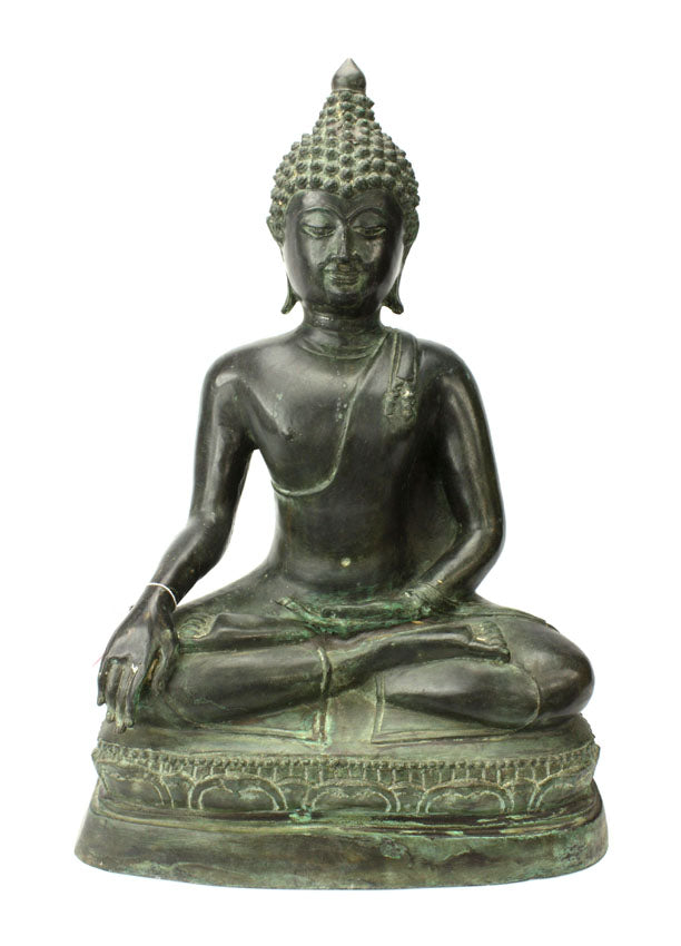 Thai Bronze Metal Seated Buddha Statue, Approx 45cm high, CM6052 - farangshop-co