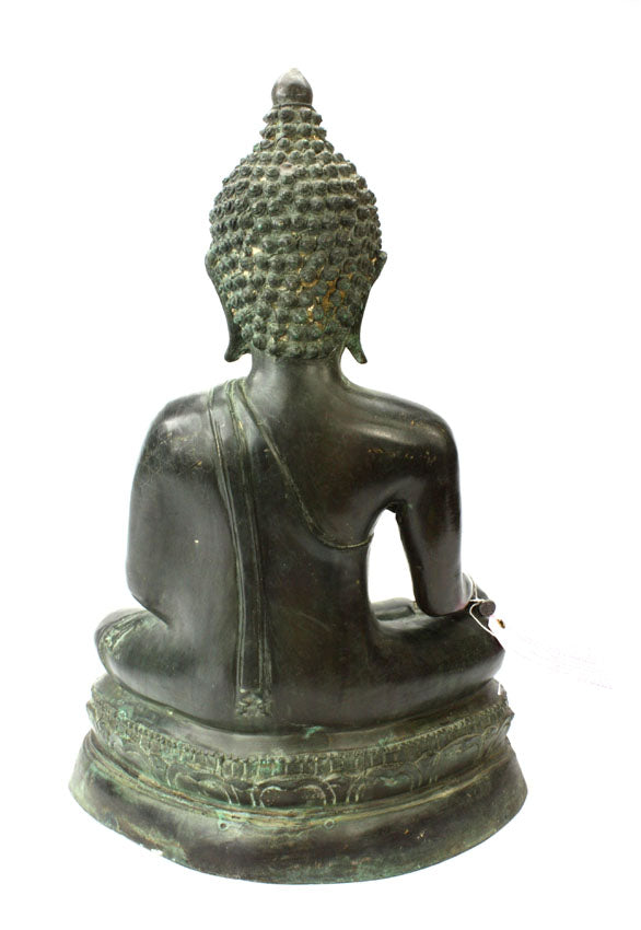 Thai Bronze Metal Seated Buddha Statue, Approx 45cm high, CM6052 - farangshop-co