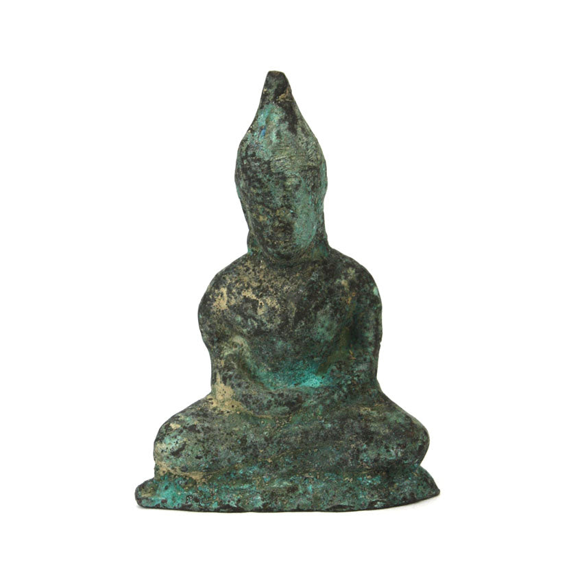 Small Thai Bronze Metal Seated Buddha Statue, Approx 7cm high, CM6064 - farangshop-co