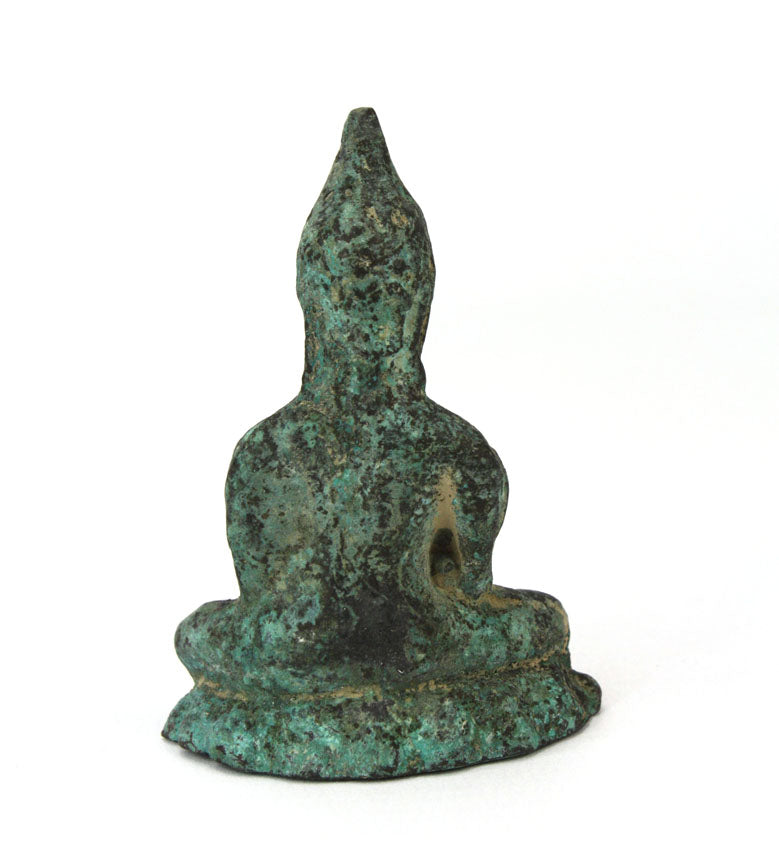 Small Thai Bronze Metal Seated Buddha Statue, Approx 7cm high, CM6064 - farangshop-co