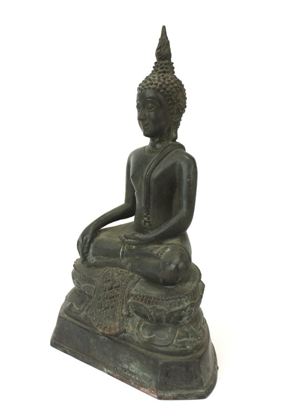 Thai Bronze Metal Seated Buddha Statue, Approx 24cm high, CM6067 - farangshop-co