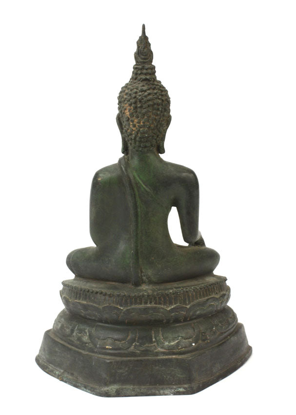 Thai Bronze Metal Seated Buddha Statue, Approx 24cm high, CM6067 - farangshop-co