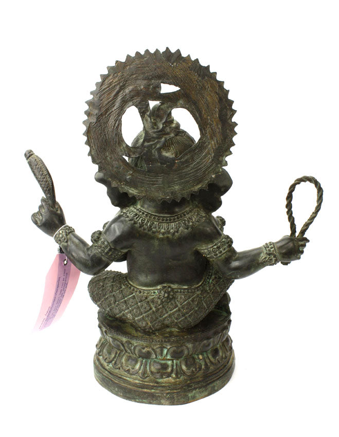 Large Bronze Metal Seated Ganesh Statue, 40cm high, GAN608 - farangshop-co