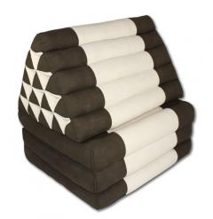 Thai cushion Brown and cream cotton linen jumbo three-fold - farangshop-co