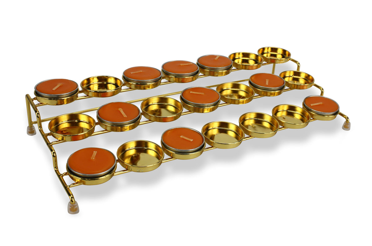 Metal votive tealights holder - triple tier 32.7cm. - farangshop-co